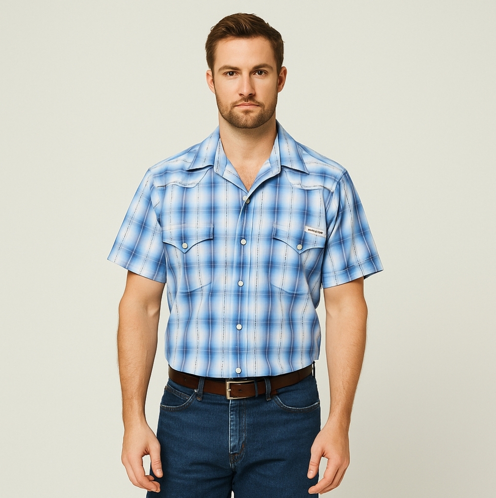 Lucky Brand Plaid Western Shirt Men's Size M Cowboycore